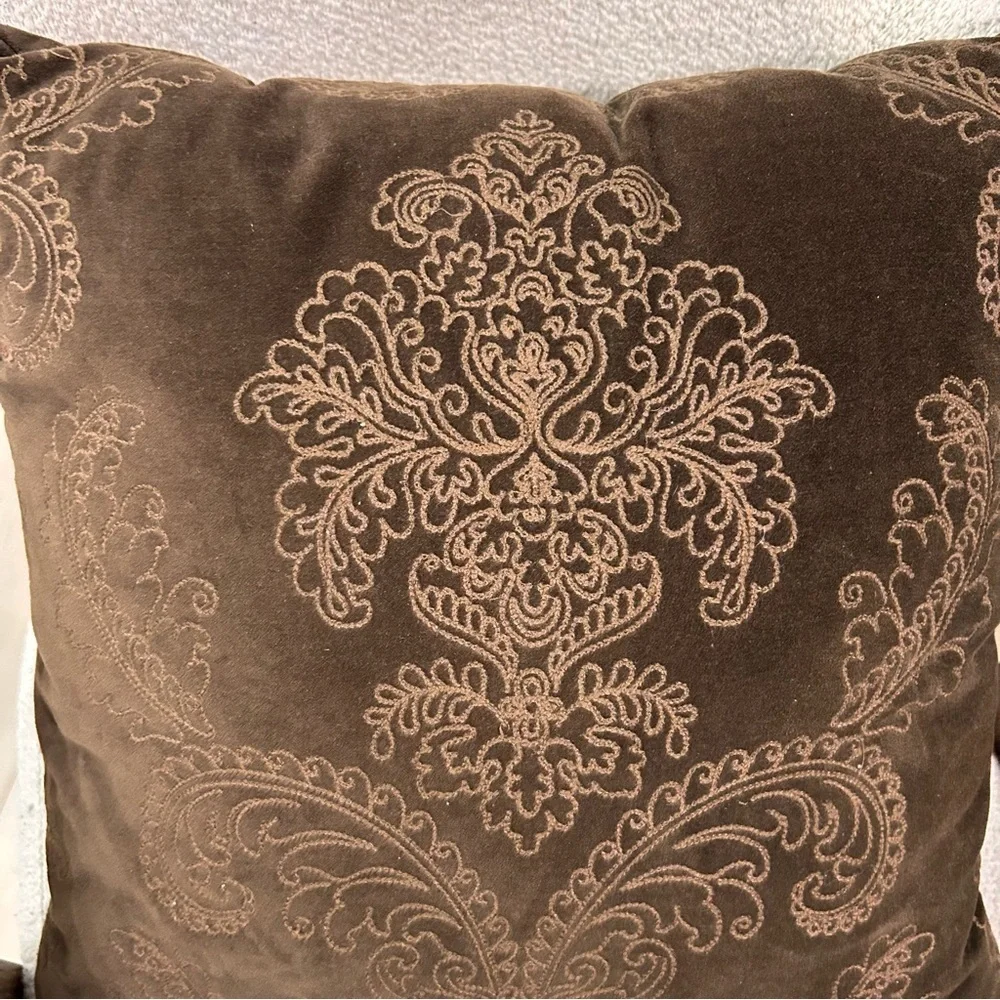Robert Allen Home Belgian Velvet 17x17” Pillow  Chocolate Brown Velvet